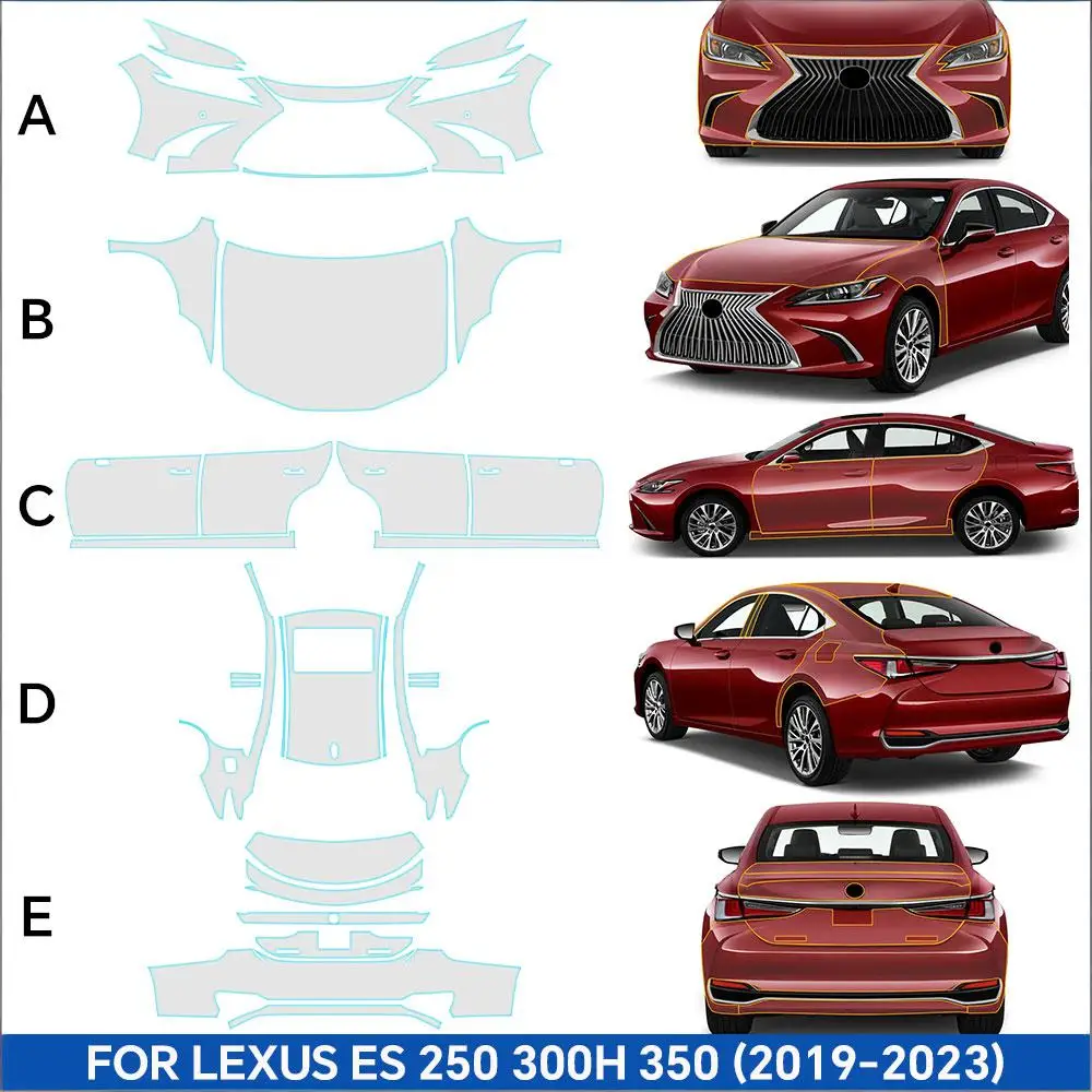 For Lexus ES 250 300H 350 2019-2023 TPU Paint Protection Film Self-Healing Clear Bra Pre-cut PPF Car Body Anti-Scratch Resistant