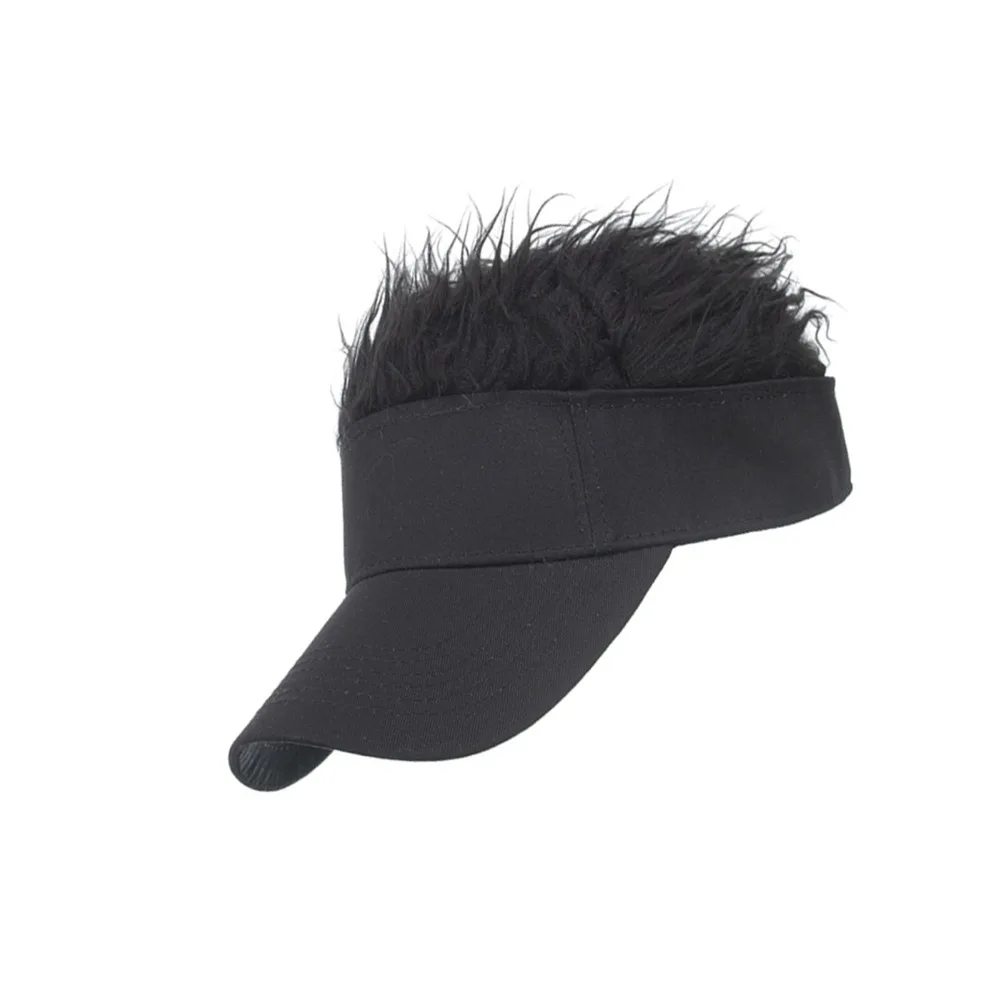 Black Integrated Wig Baseball Cap Polyester 28*16cm Funny Hip Hop Wig Duckbill Hat Novelty Cosplay Party Headwear