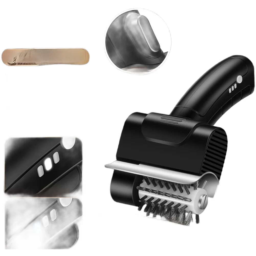Electric Grill Cleaning Tool with Rechargeable Battery and Rotating Stainless Steel Roller for Grease and Carbon Buildup Removal