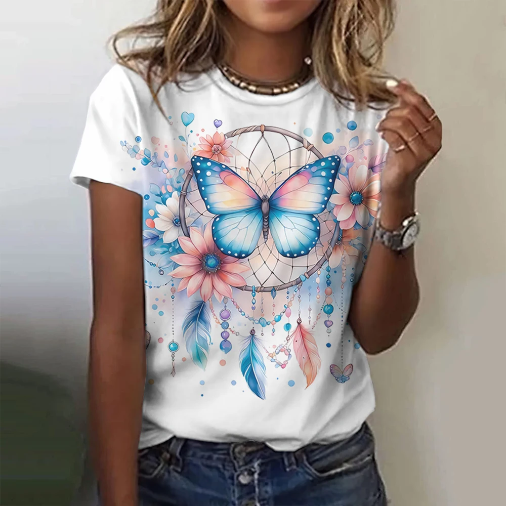 Summer Dreamcatcher 3D Print T-shirts Women Streetwear Casual Vintage Y2k Short Sleeve T Shirt O-neck Tees Tops Clothing