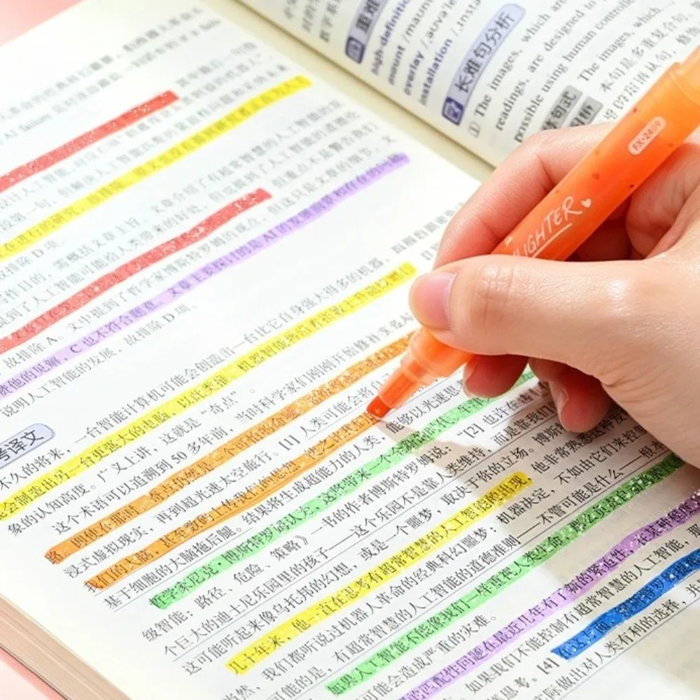 3pcs Portable With Scent Glitter Highlighters Chisel Tip Multi-functional Shimmer Highlighter Pen Marker Pen Students