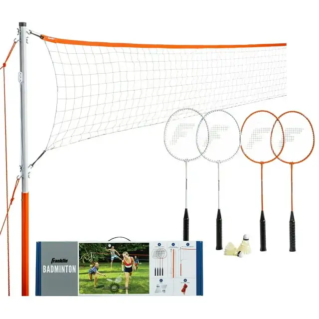

Franklin Sports Juego de Arranque Neto de Bádminton: Incluye 4 Raquetas de Acero, 2 Birdies