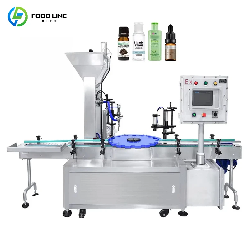 Customized Automatic Explosion-proof Plastic Glass Essential Oil Eyedrop Bottle Liquid Monoblock Rotary Filling Capping Machine