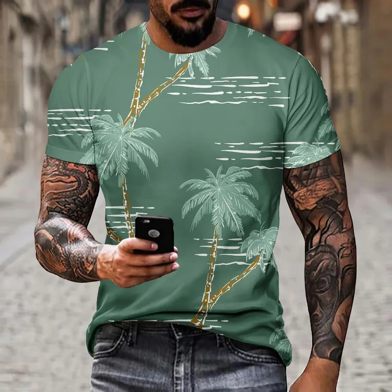 Y2K Top Coconut Tree Graphic T Shirt Summer Fashion Casual Streetwear T-shirt Tops Kids Tees Women Men Clothing Short Sleeved