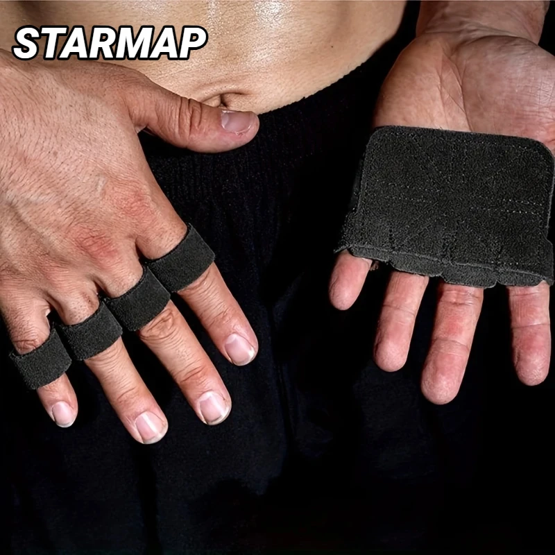 Fitness Handschuhe mit vier Fingern, atmungsaktiv, rutschfest, Stoßdämpfung, Hantel, Leder, Gewichtheben, Training, Pal, Herren und Damen
