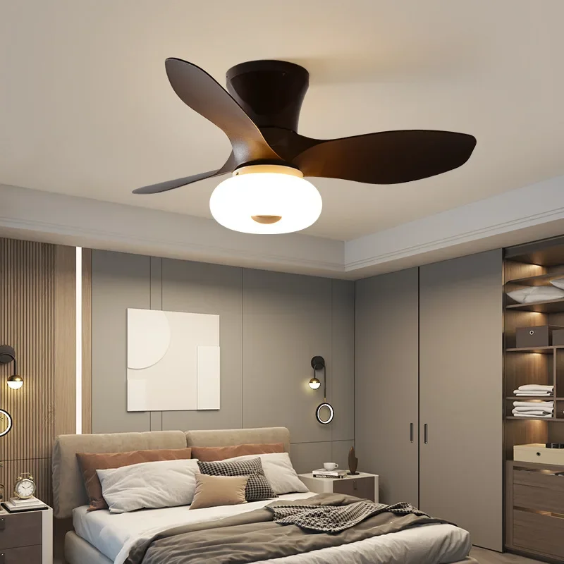 Nordic ceiling fan lamp bedroom simple ceiling fan lamp dining room study ultra-thin electric fan lamp frequency conversion Zhon