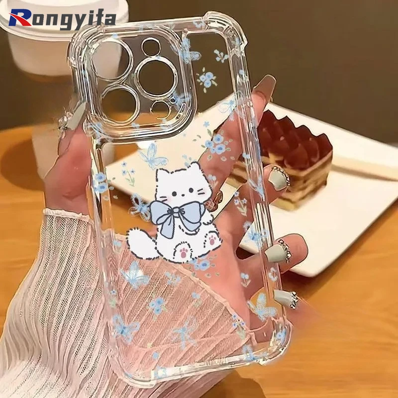 

For Realme 15T 15 Pro P4 Pro Narzo 80 Lite Note 70 70T C75 C75X Neo7 Turbo 5G 4G Phone Case Cute Bow Cat Clear Soft Cover