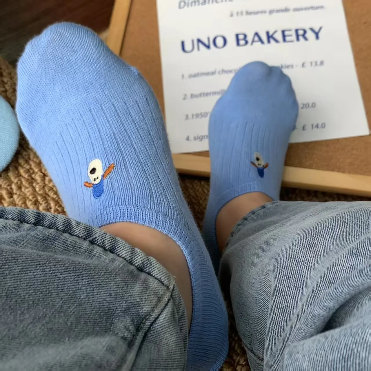 

Women's Socks Blue Socks Low Tube Cartoon Puppy Embroidered Women's Summer Thin Solid Color Socks Non-slip Invisible