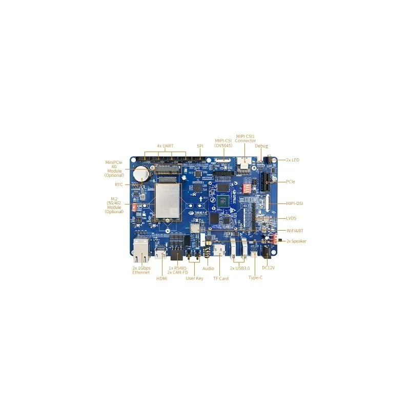 TopeLow Cost IMX8 IMX8M Plus Cortex-A53/M7 Evk Linux5.4.7 Yocto Development Board Kit With 1GB LPDDR4 8GB EMMC Dual Ethernet CA