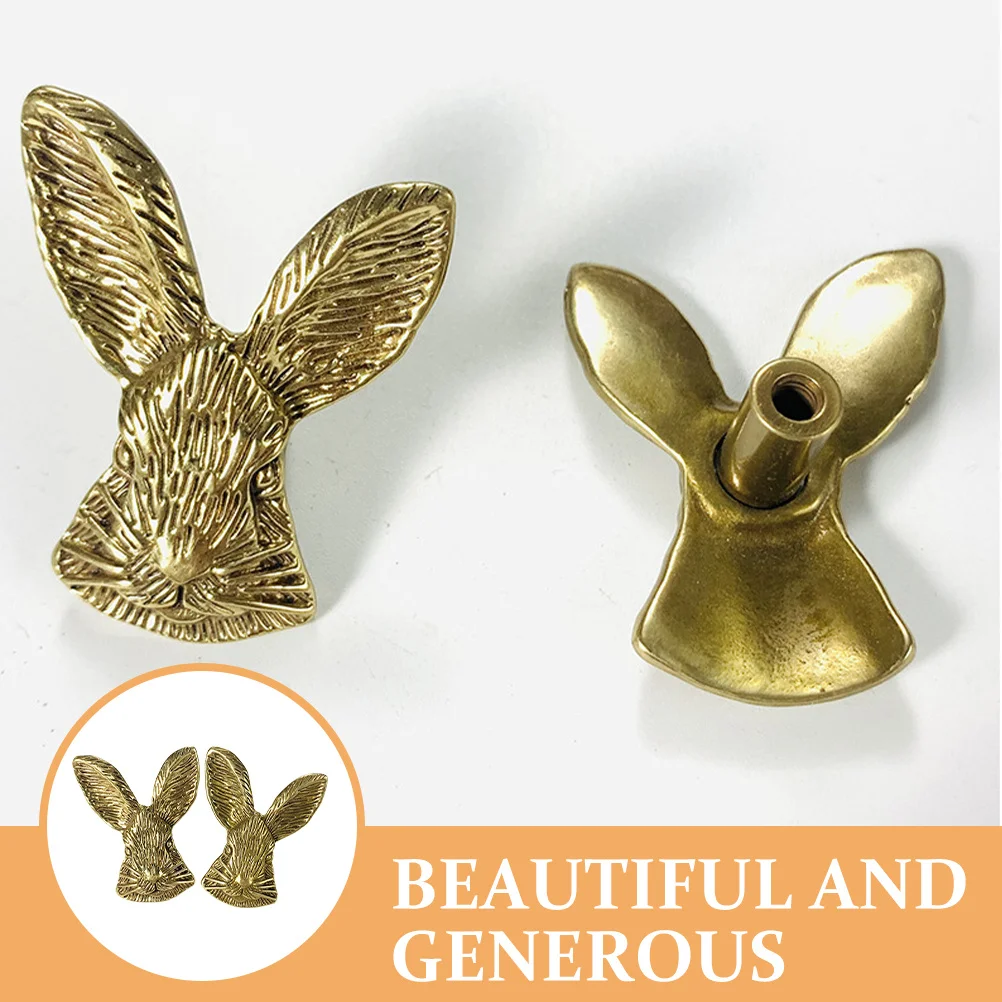 

2Pcs Bunny Head Cabinet Handles Durable Brass Drawer Pulls for Kitchen Dresser Furniture Knobs Gold Kitchen Cabinet Handles