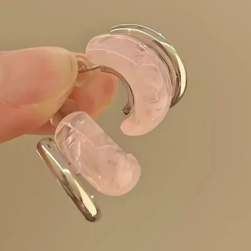Women's C Shape Drop Earrings Acrylic Geometric Semicircle Lightweight Fashion Jewelry for Birthday Gift Vacation Wear