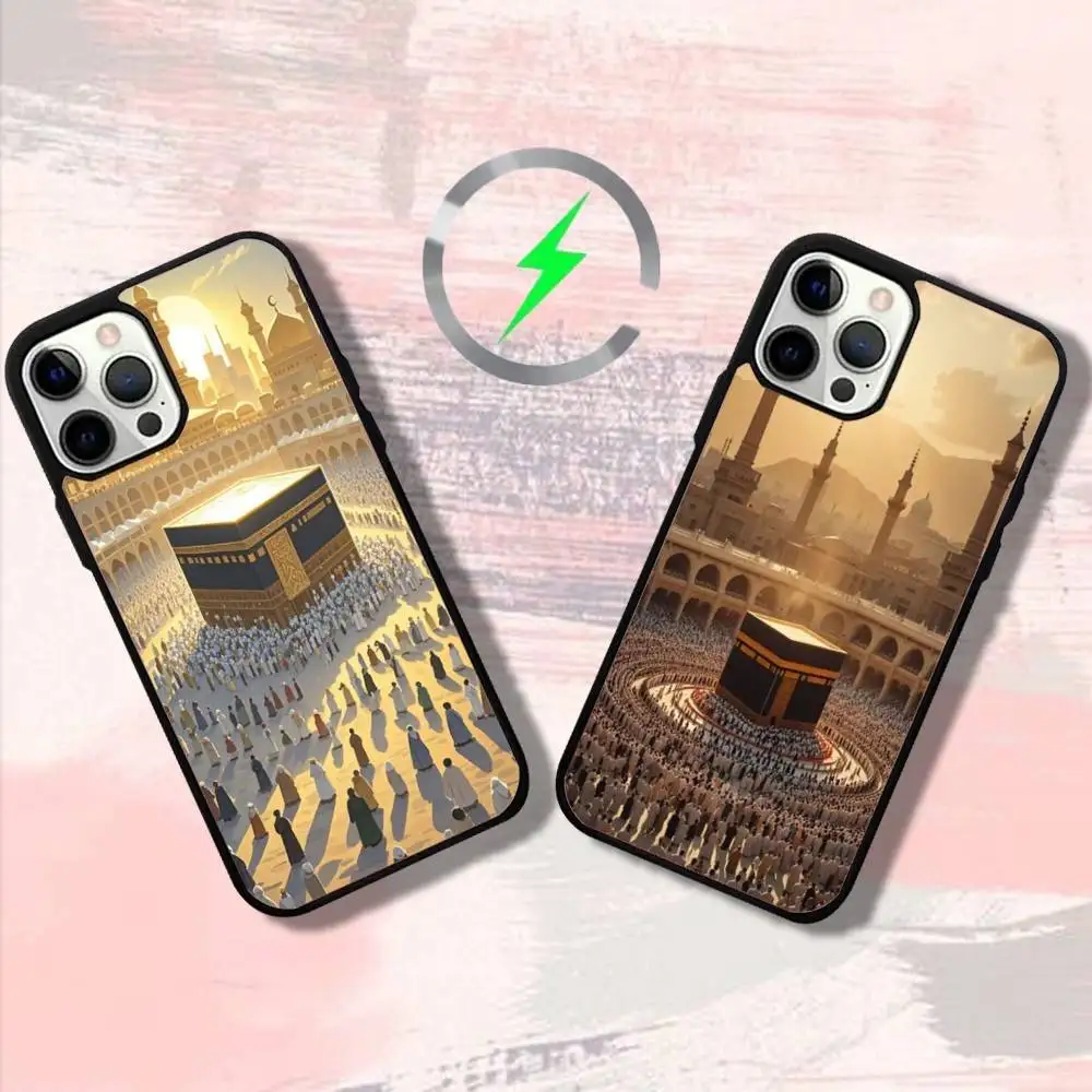 

Moslem Kaabas Phone Case For iPhone 16,15,14,13,12,11,Pro,Max,Plus,Mini,SE4,E Magnetic Magsafe Wireless Charging