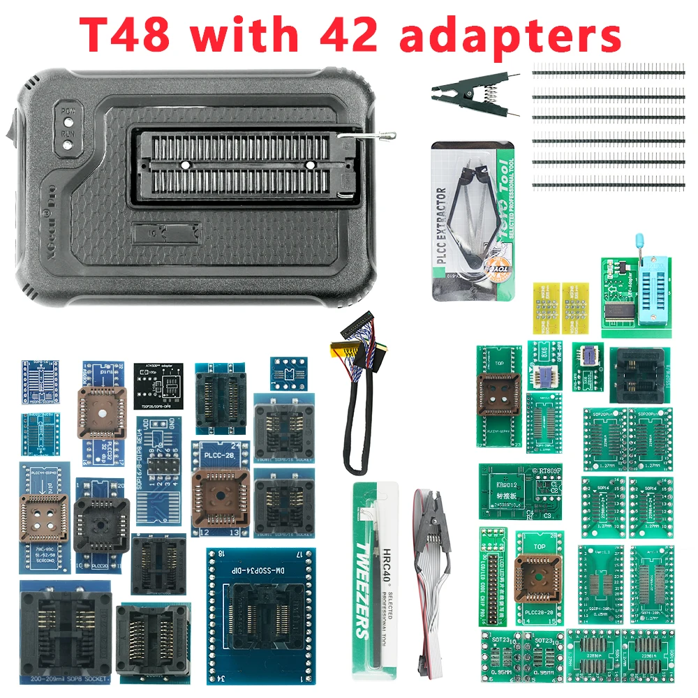 XGECU T48 [TL866-3G] Programmer Full Set Support 28000+ ICs for SPI/Nor/NAND Flash/EMMC BGA153/162/169/100/221 TSOP/SOP/PLCC