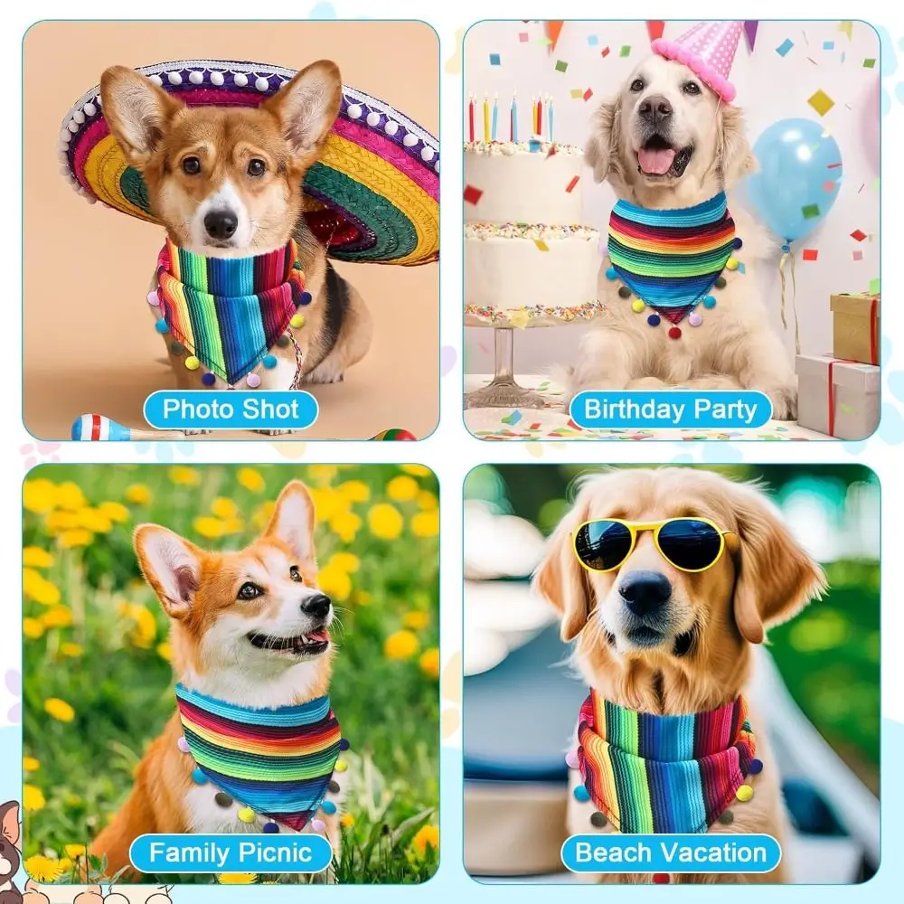 أزياء مثلث الكلب عصابات متعدد الألوان المكسيكي نمط الحيوانات الأليفة منديل قابل للتعديل وشاح الكلب مستلزمات الحيوانات الأليفة #5