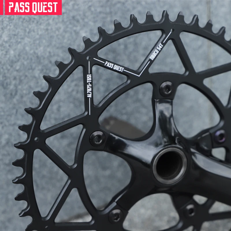 

PASS QUEST 110BCD Five Claws Hollow Round Oval Road Bike Narrow Wide Chainring 40-52T Chainwheel BLACK