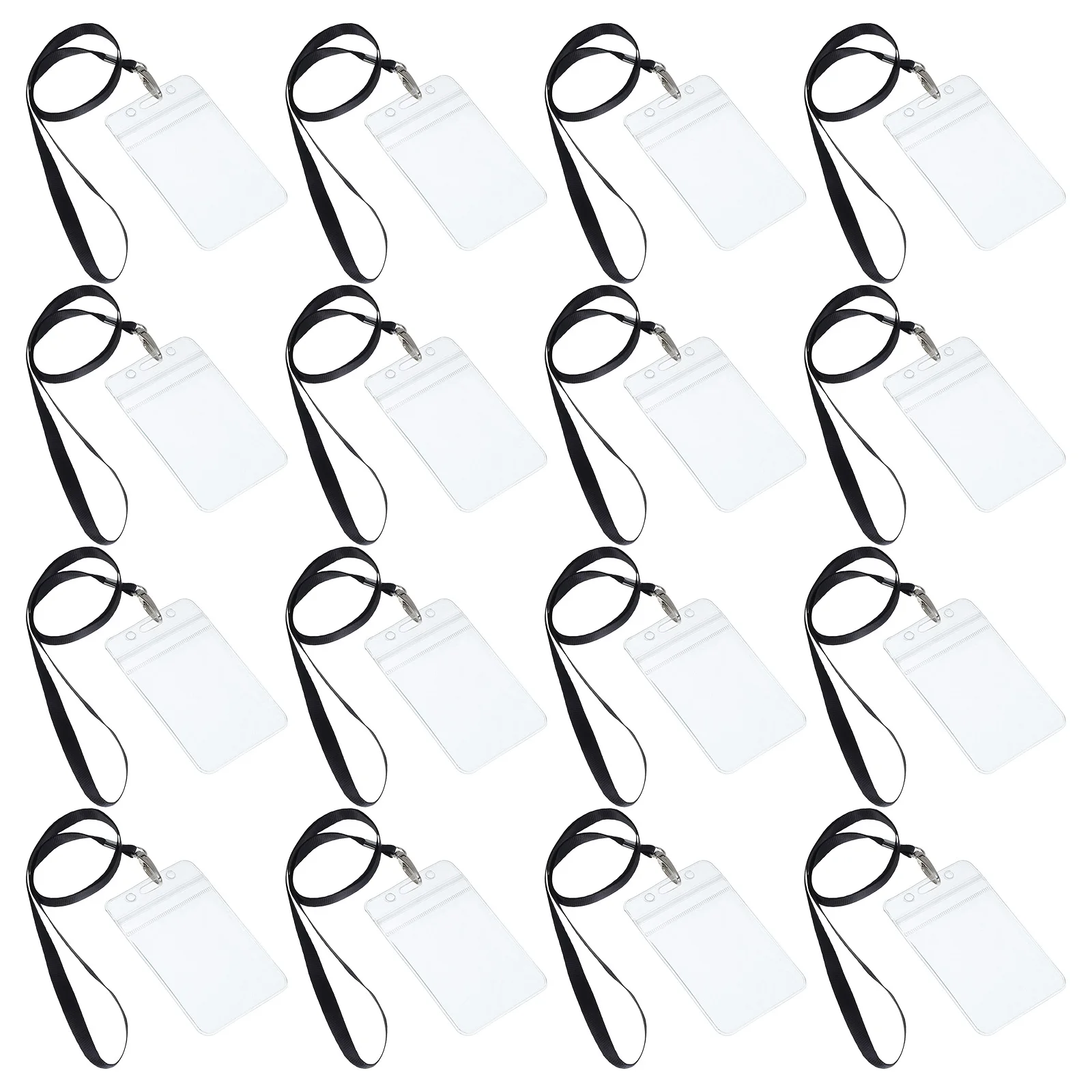 

10 Sets Card Holder with Lanyard Office Polyester Clear Badge Holders