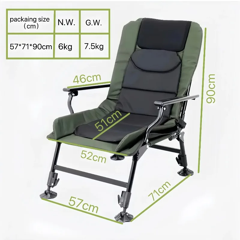Anti-Tip Over Fishing Chair,Heavy Duty Foldable Reclining Design,All Terrain Portable Camping Seat for Platform,Boat and Outdoor