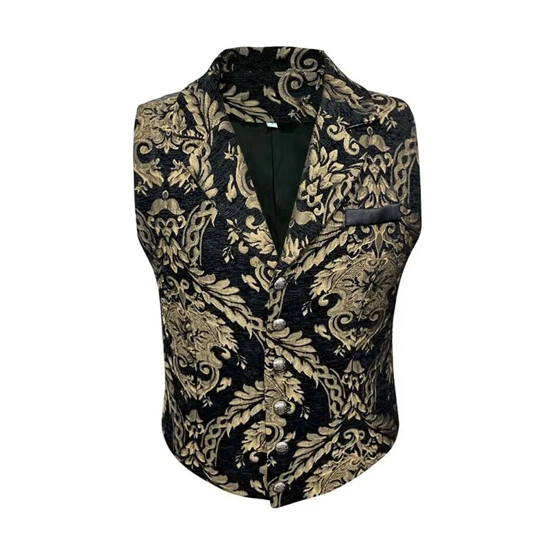 Men's Victorian Suit Vest Gothic Steampunk Waistcoat Gothic Corset Waistcoat Masquerade Outfit Dress Jacquard Goth Suit Costume