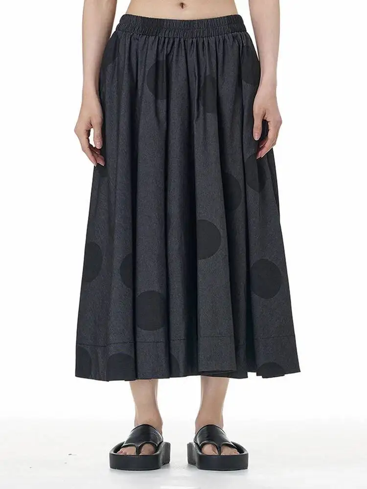 Pantalon en Denim imprimé à pois bleus, taille haute élastique, jambes larges, nouveau pantalon pour femmes, mode printemps automne