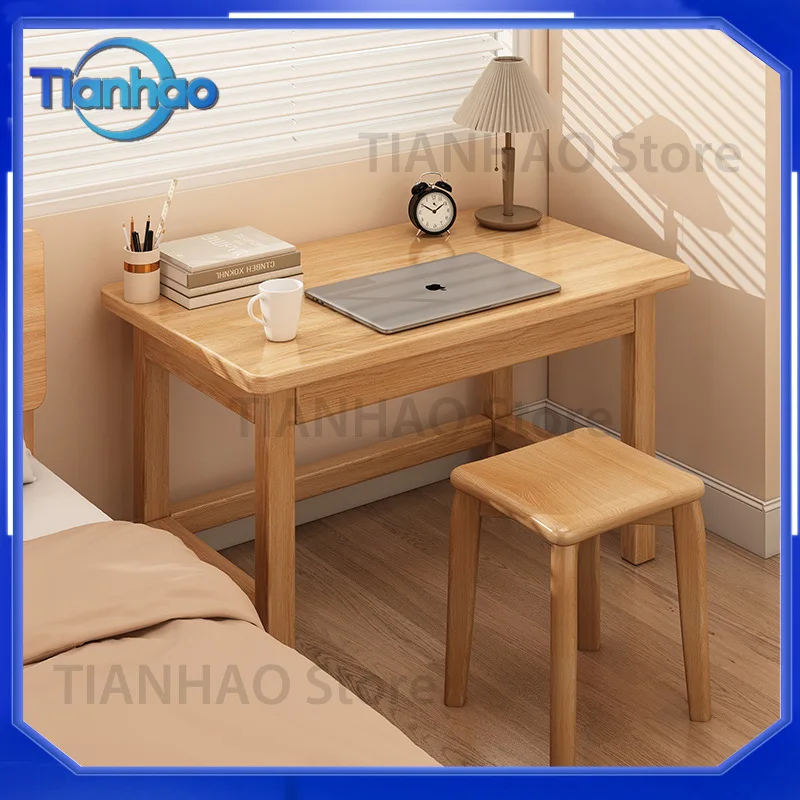 Solid Wood Leg Desk for Students Home Office Small Space Wall Mounted Narrow Long Table Minimalist Work Desk