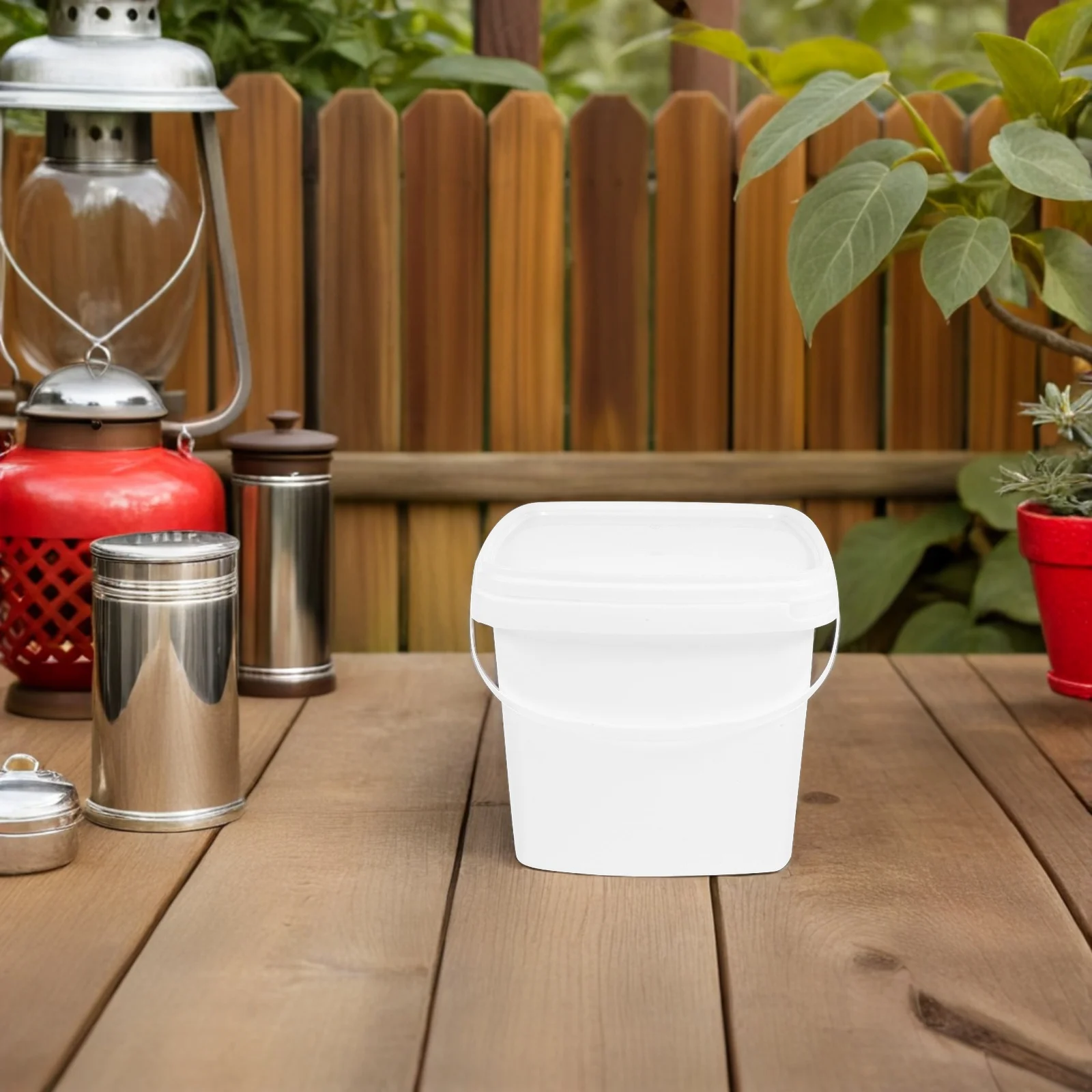 

1L Plastic Bucket Handle Lid PP Multipurpose Home Garden Dormitory Water Ice Milk Storage Water Bucket