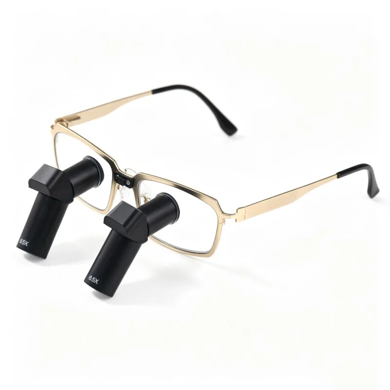 Golden Frame TTL Dental Loupes ENM-650X Angled Embedded Loupes Magnifier for Dental Clinic Oral Surgery