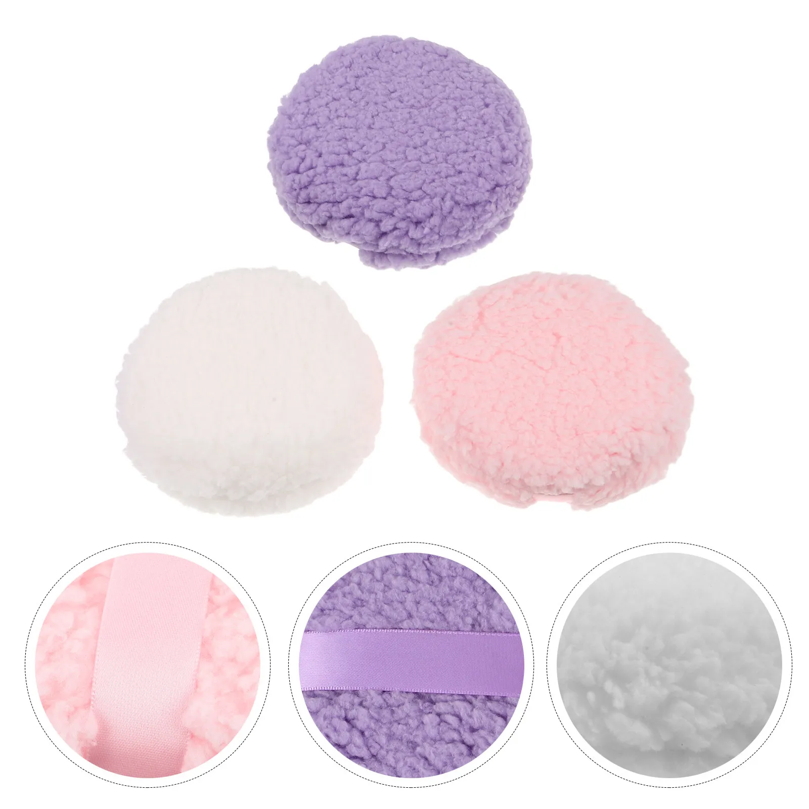 Extra Large Powder Puff 3 Piece Set with Glass Jar Soft Short Fiber Reusable Face Body Dusting Applicator