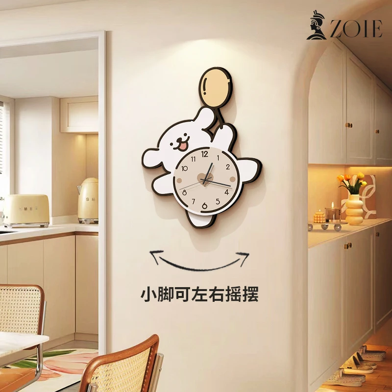 

Настенные часы в кремовом стиле с изображением щенка, креативные, для дома, ресторана, детской комнаты, прихожей, настенные, новинка 2026 года