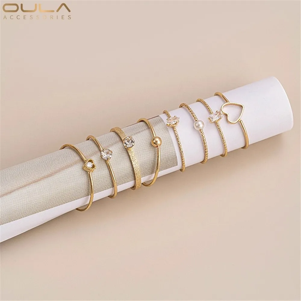 

1pcs 14K Gold-plated Color Fine French Diamond-encrusted Tail Ring Versatile Fashionable Simple Pearl Ring Light Luxury Ring