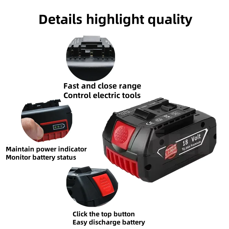 Free Shipping For Bosch 18V Battery 10.0Ah Electric Drill 18V 10000mAh Rechargeable Li-ion Battery BAT609 BAT609G BAT618 BAT618