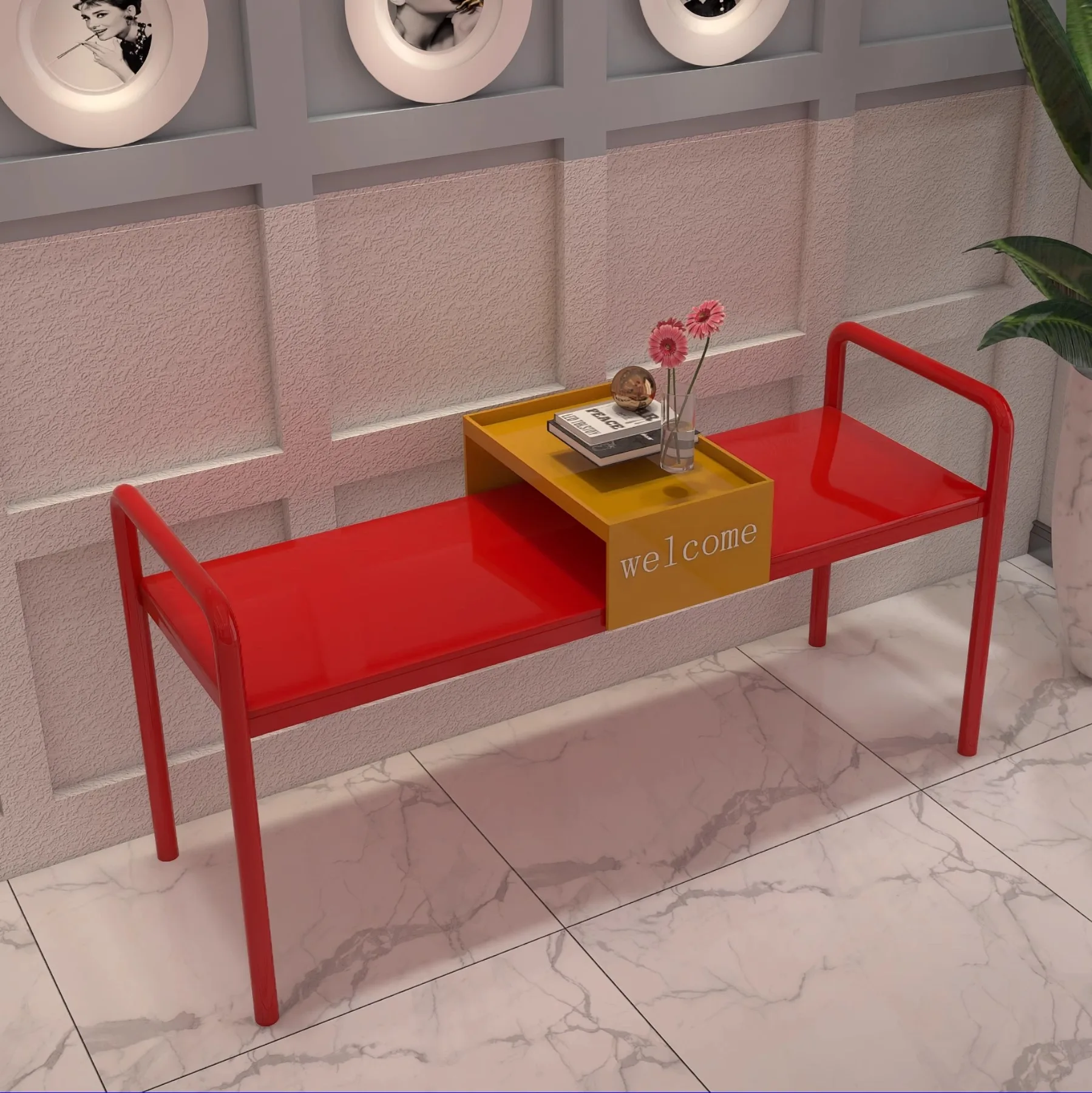Korean outdoor leisure park bench coffee shop milk tea rest bench coffee shop clock in seat