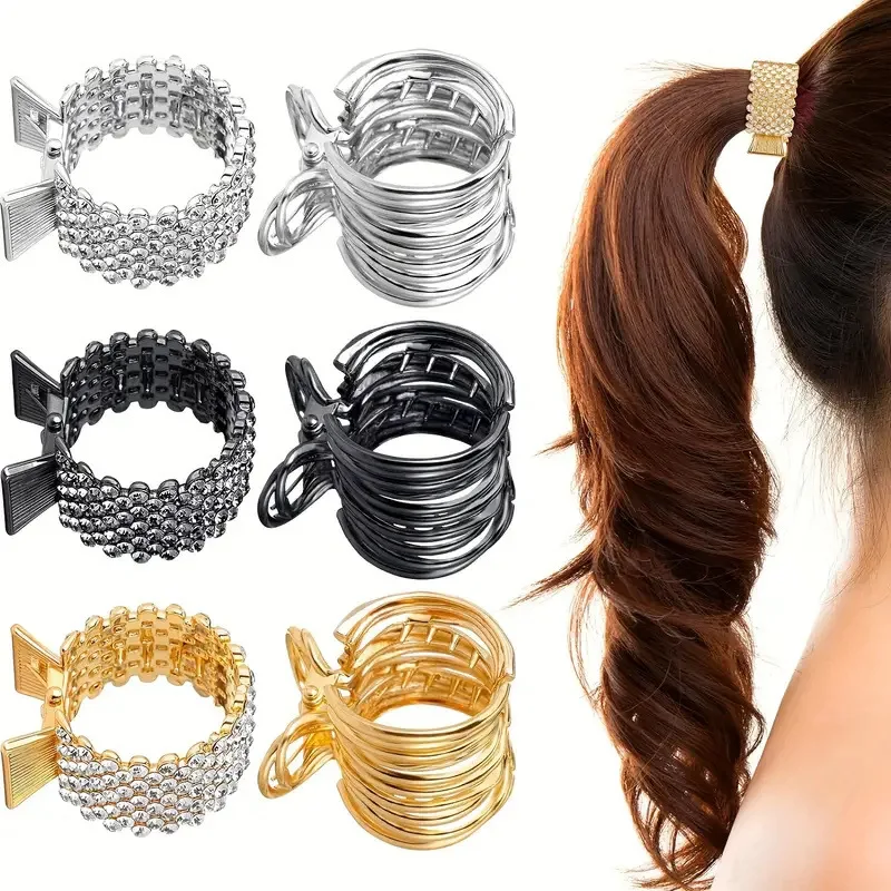 Metal high ponytail clip rhinestone hairpin advanced sense crab clip anti-collapse clip fixed artifact lady grab