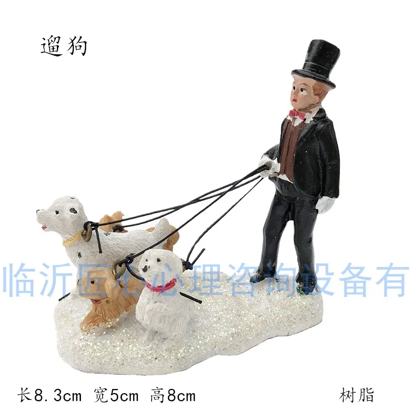 resin figure mental psychological sand table game box court therapy walking dog