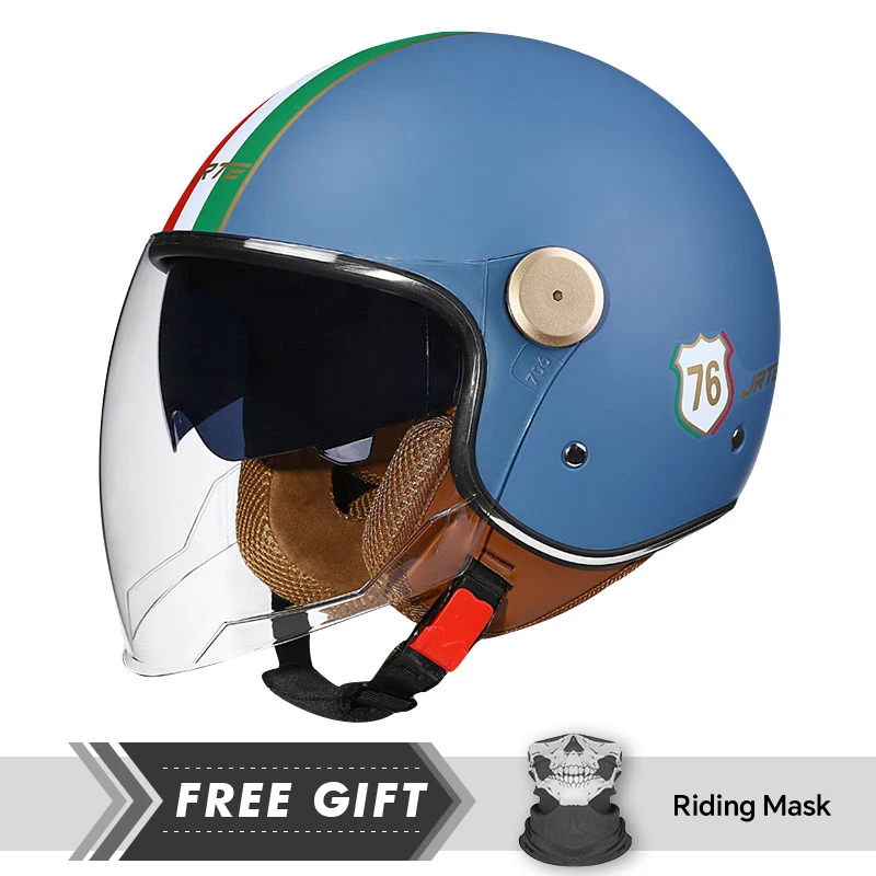 

DOT ECE Approved Adult Men Women Daul Lens Open Face Motorcycle Helmet Retro Vintage Jet Helmet for Scooter Curiser Chopper