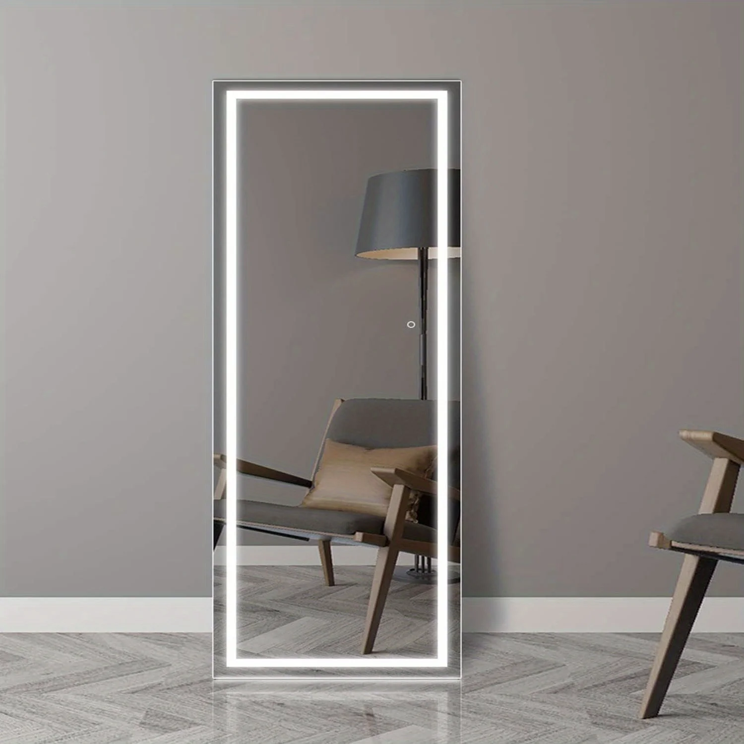 Full Length Mirror with Lights, LED Full Length Mirror, Lighted Full Body Length Light Up Mirror Touch, Free Standing Mirror