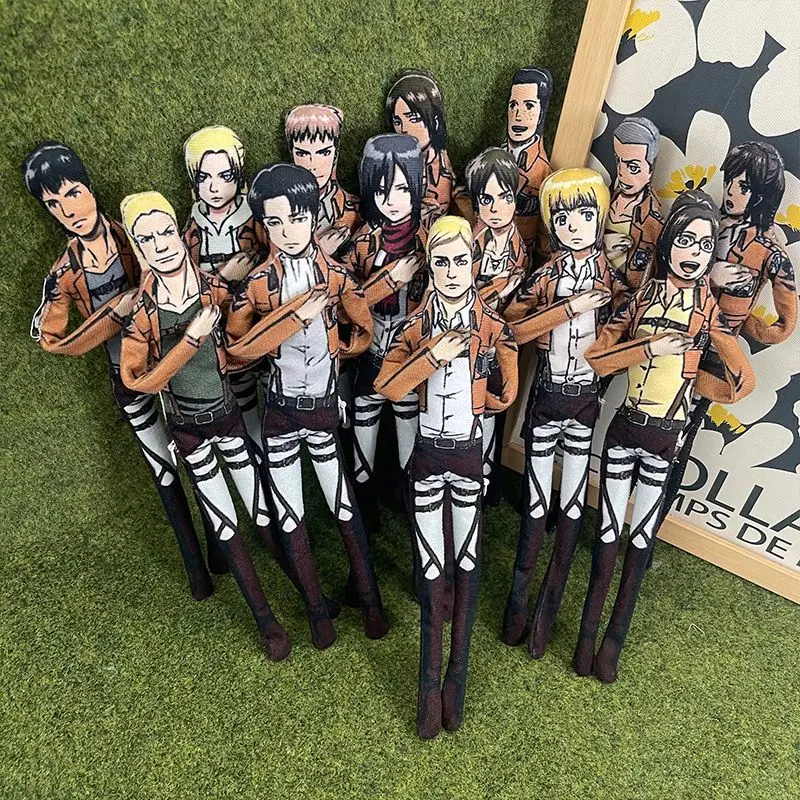 Attack on Titan Multi Characters Wire Plush Set Abstract Long Legs Bendable Fabric Doll Levi Eren Mikasa Collectible Anime Gift