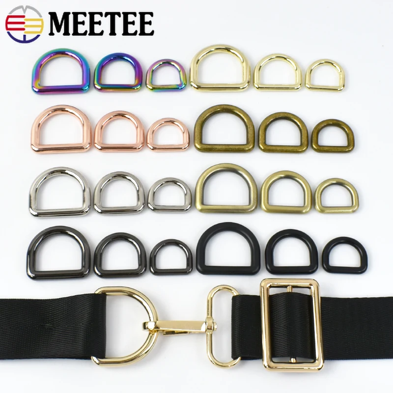 

10Pcs Meetee 20-38mm D Ring Metal Buckle for Bag Belt Buckles Bag Strap Clasp Dog Collar Connect Hook DIY Hardware Accessories