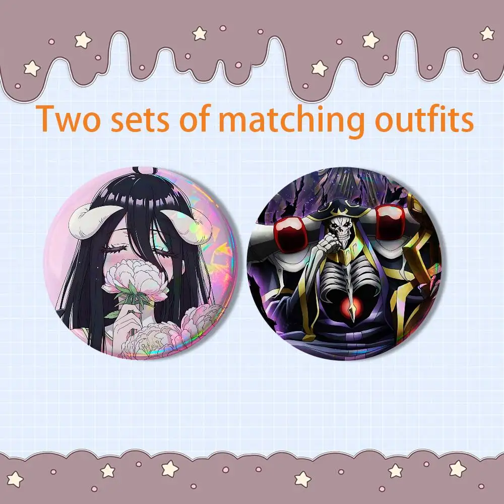 A-Albedo The King Overlord Ainz Ooal Gown 2 piece set Pins Creativity Printed Pictures Text Metal Lapel Badges Brooches Jewelry
