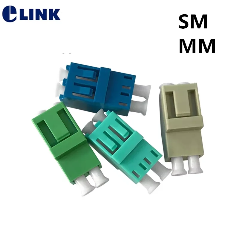 LC fiber adapter 100pcs duplex SM MM gray blue green aqua ABS LC DX opitcal fiber connector ftth coupler 0.2dB
