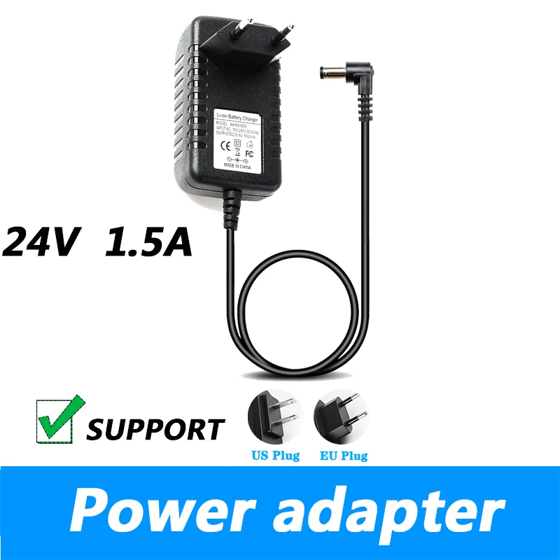 DC 24V 1500MA Power Adapter Light Bar Power Supply 24V 1.5A Rubber Case Plug-in Wall Power Supply DC L-type Orifice 3.5*1.35MM