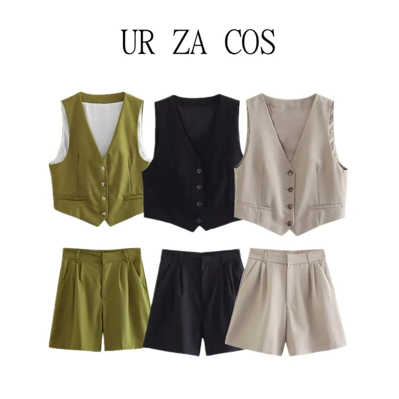 ファッショナブルな夏の女性のベストミックス生地リネンブレンドポリエステル生地 2023 新しいスタイル多用途トレンディな服セット