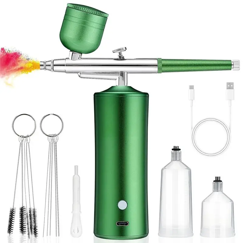

M04K Airbrush Kit With Compressor, Non-Clogging Air Brushgun With 0.3Mm Nozzle And Cleaning Brush Set For Makeup, Nail Art