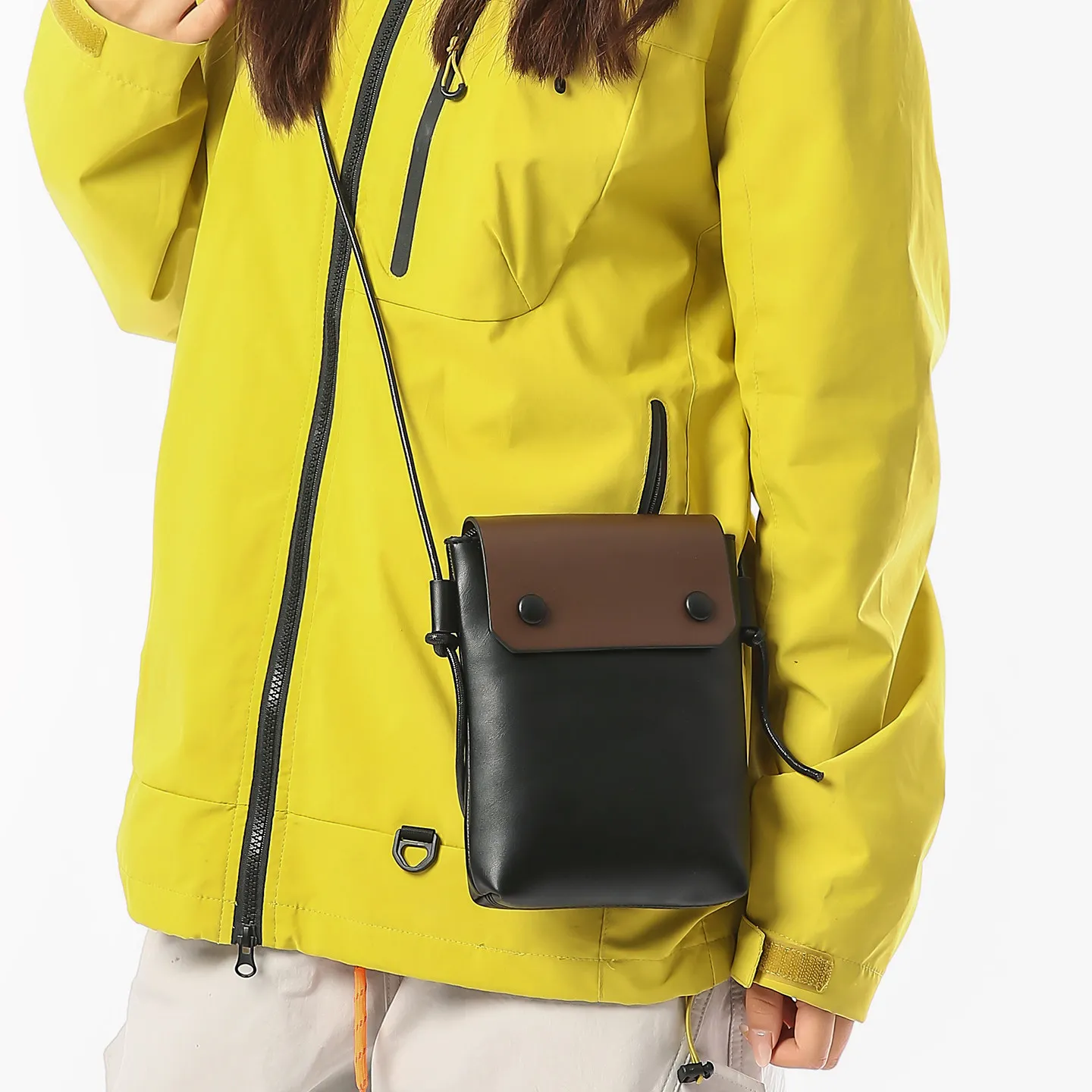Splicing Crossboy Bags for Men & Women 2026 Summer PU Leather Rectangle Shoulder Bag Flap Magnetic Button Commuter Black Bag