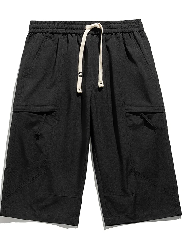 

American Vibe Loose Fit Six-Point Pants Drawstring Casual Breathable Thin Summer Sportswear Workwear Trousers Fashionable Urb...