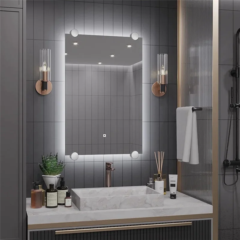 

AA01-Frameless Mirror Mounting Hardware Kit Mirror Holder Clips Round Shape Dual-Screw Fixing Mirror Glass Hanging Bracket