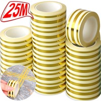 5/25M Waterproof Self-Adhesive Plastic Sealing Tape Strip Tile Gap Beauty Seam Sticker for Floor and Wall Gold Silver Decoration