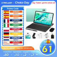 Teclast P50S Set, 11 Inch Tddi Tablet, 8000Mah, Android 14 Os, (4Gb+6Gb Expansion)10Gb Ram, 128Gb Rom, Unisoc T606 Octa Core, 1280X800, Type C, Keyboard/Case/Mouse/Stick Pencil/Headset/Stand