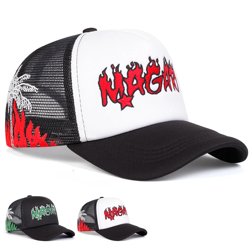 Gorras de Béisbol Unisex MAGARI con Bordado de Llamas, Gorras Casuales Ajustables para Primavera y Verano, Gorra de Protección Solar