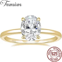 Trumium 3CT 925 Sterling Silber Verlobungsringe Ovalschliff Solitär Zirkonia Hochzeit Versprechen Ringe für Frauen Edlen Schmuck