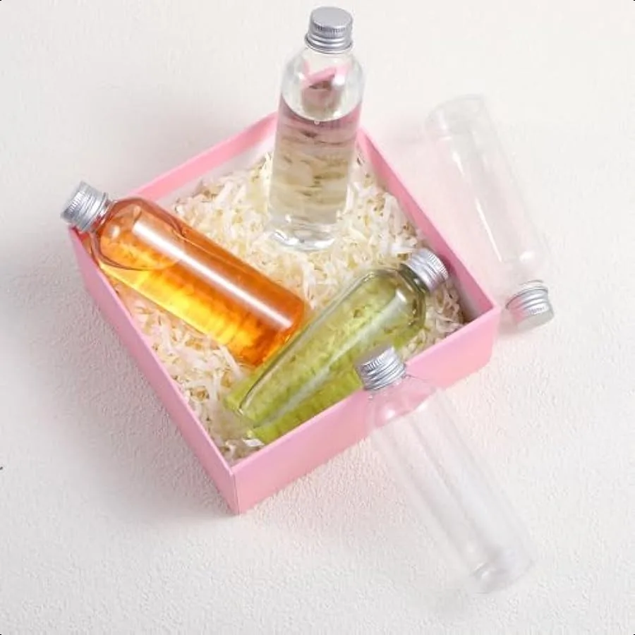 5 팩 3.4 Oz 100ml 세면 용품 용 여행용 병 누출 방지 플라스틱 빈 여행용 크기 병 은빛 스크류 캡이있는 용기